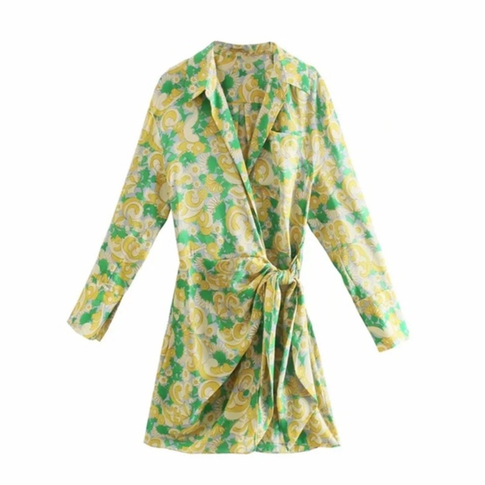 Zara Satin Mini Wrap- Floral Paisley Print